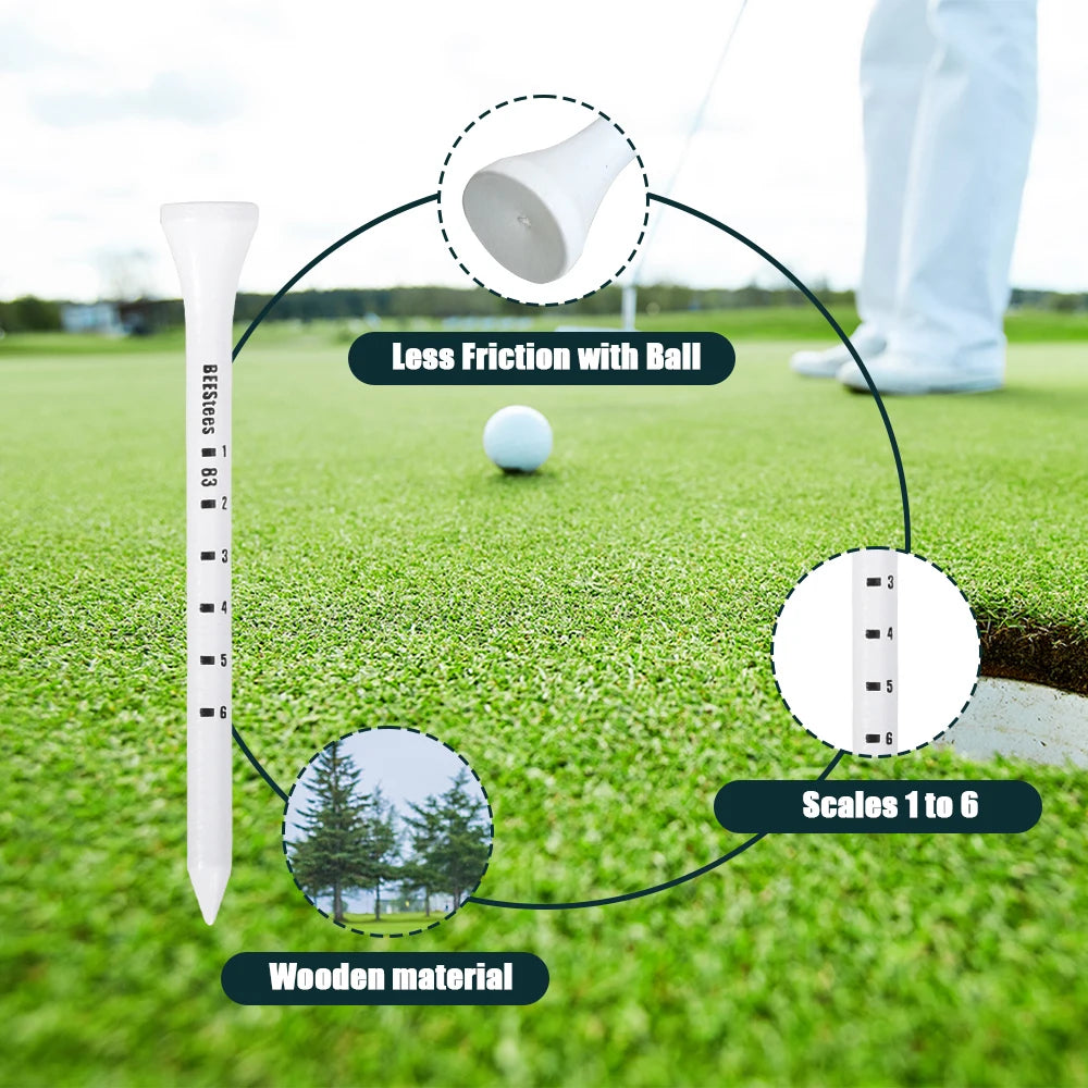 Premium Wooden Golf Tees W/ Height Markers